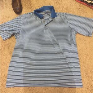 Blue and White Striped Polo